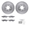 7512-54148 Drilled/Slotted Brake Rotors w/5000 Advanced Brake Pads Kit & Hardware [Silver], 2002-2006 Ford/Lincoln/Mercury/Mazda - image 1