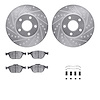 7512-54154 Drilled/Slotted Brake Rotors w/5000 Advanced Brake Pads Kit & Hardware [Silver], 2010-2013 Ford/Lincoln/Mercury/Mazda - image 1