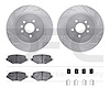 7512-54164 Drilled/Slotted Brake Rotors w/5000 Advanced Brake Pads Kit & Hardware [Silver], 2017-2019 Ford/Lincoln/Mercury/Mazda - image 1