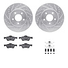 7512-54169 Drilled/Slotted Brake Rotors w/5000 Advanced Brake Pads Kit & Hardware [Silver], 2005-2012 Ford/Lincoln/Mercury/Mazda - image 1