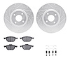 7512-54182 Drilled/Slotted Brake Rotors w/5000 Advanced Brake Pads Kit & Hardware [Silver], Fits Select Ford/Lincoln/Mercury/Maz - image 1