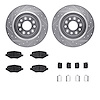 7512-54195 Drilled/Slotted Brake Rotors w/5000 Advanced Brake Pads Kit & Hardware [Silver], 2011-2015 Ford/Lincoln/Mercury/Mazda - image 1