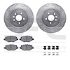 7512-54215 Drilled/Slotted Brake Rotors w/5000 Advanced Brake Pads Kit & Hardware [Silver], 2013-2019 Ford/Lincoln/Mercury/Mazda - image 1