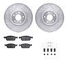 7512-54225 Drilled/Slotted Brake Rotors w/5000 Advanced Brake Pads Kit & Hardware [Silver], 2013-2019 Ford/Lincoln/Mercury/Mazda - image 1