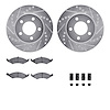 7512-54309 Drilled/Slotted Brake Rotors w/5000 Advanced Brake Pads Kit & Hardware [Silver], 1991-1993 Ford/Lincoln/Mercury/Mazda - image 1