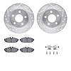7512-54315 Drilled/Slotted Brake Rotors w/5000 Advanced Brake Pads Kit & Hardware [Silver], 1993-1998 Ford/Lincoln/Mercury/Mazda - image 1