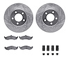7512-54346 Drilled/Slotted Brake Rotors w/5000 Advanced Brake Pads Kit & Hardware [Silver], 1991-1992 Ford/Lincoln/Mercury/Mazda - image 1