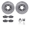 7512-54348 Drilled/Slotted Brake Rotors w/5000 Advanced Brake Pads Kit & Hardware [Silver], 1993-1998 Ford/Lincoln/Mercury/Mazda - image 1