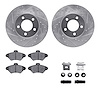 7512-54354 Drilled/Slotted Brake Rotors w/5000 Advanced Brake Pads Kit & Hardware [Silver], 1993-1997 Ford/Lincoln/Mercury/Mazda - image 1