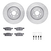 7512-55002 Drilled/Slotted Brake Rotors w/5000 Advanced Brake Pads Kit & Hardware [Silver], 2017-2020 Ford/Lincoln/Mercury/Mazda - image 1