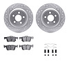 7512-55009 Drilled/Slotted Brake Rotors w/5000 Advanced Brake Pads Kit & Hardware [Silver], Fits Select Ford/Lincoln/Mercury/Maz - image 1