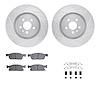 7512-55010 Drilled/Slotted Brake Rotors w/5000 Advanced Brake Pads Kit & Hardware [Silver], 2015-2020 Ford/Lincoln/Mercury/Mazda - image 1