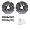 7512-55013 Drilled/Slotted Brake Rotors w/5000 Advanced Brake Pads Kit & Hardware [Silver], 1992-1995 Ford/Lincoln/Mercury/Mazda - image 1