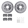 7512-55022 Drilled/Slotted Brake Rotors w/5000 Advanced Brake Pads Kit & Hardware [Silver], 1994-1997 Ford/Lincoln/Mercury/Mazda - image 1