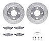 7512-55028 Drilled/Slotted Brake Rotors w/5000 Advanced Brake Pads Kit & Hardware [Silver], 1981-1982 Ford/Lincoln/Mercury/Mazda - image 1