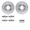 7512-55029 Drilled/Slotted Brake Rotors w/5000 Advanced Brake Pads Kit & Hardware [Silver], 1983-1983 Ford/Lincoln/Mercury/Mazda - image 1