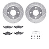 7512-55030 Drilled/Slotted Brake Rotors w/5000 Advanced Brake Pads Kit & Hardware [Silver], 1983-1983 Ford/Lincoln/Mercury/Mazda - image 1