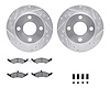 7512-55031 Drilled/Slotted Brake Rotors w/5000 Advanced Brake Pads Kit & Hardware [Silver], 1983-1994 Ford/Lincoln/Mercury/Mazda - image 1
