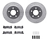 7512-55078 Drilled/Slotted Brake Rotors w/5000 Advanced Brake Pads Kit & Hardware [Silver], 1984-1986 Ford/Lincoln/Mercury/Mazda - image 1