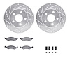 7512-55081 Drilled/Slotted Brake Rotors w/5000 Advanced Brake Pads Kit & Hardware [Silver], 1986-1992 Ford/Lincoln/Mercury/Mazda - image 1