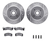 7512-55096 Drilled/Slotted Brake Rotors w/5000 Advanced Brake Pads Kit & Hardware [Silver], 1987-1993 Ford/Lincoln/Mercury/Mazda - image 1