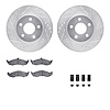 7512-55099 Drilled/Slotted Brake Rotors w/5000 Advanced Brake Pads Kit & Hardware [Silver], 1989-1990 Ford/Lincoln/Mercury/Mazda - image 1