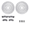 7512-55102 Drilled/Slotted Brake Rotors w/5000 Advanced Brake Pads Kit & Hardware [Silver], 1987-1988 Ford/Lincoln/Mercury/Mazda - image 1