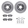 7512-55138 Drilled/Slotted Brake Rotors w/5000 Advanced Brake Pads Kit & Hardware [Silver], 1994-2004 Ford/Lincoln/Mercury/Mazda - image 1