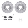 7512-56004 Drilled/Slotted Brake Rotors w/5000 Advanced Brake Pads Kit & Hardware [Silver], 1998-2002 Ford/Lincoln/Mercury/Mazda - image 1