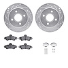 7512-56005 Drilled/Slotted Brake Rotors w/5000 Advanced Brake Pads Kit & Hardware [Silver], 1995-2000 Ford/Lincoln/Mercury/Mazda - image 1