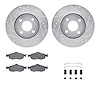 7512-56007 Drilled/Slotted Brake Rotors w/5000 Advanced Brake Pads Kit & Hardware [Silver], 1998-2002 Ford/Lincoln/Mercury/Mazda - image 1