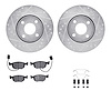 7512-56008 Drilled/Slotted Brake Rotors w/5000 Advanced Brake Pads Kit & Hardware [Silver], 1998-1999 Ford/Lincoln/Mercury/Mazda - image 1