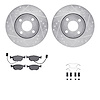 7512-56009 Drilled/Slotted Brake Rotors w/5000 Advanced Brake Pads Kit & Hardware [Silver], 1999-2000 Ford/Lincoln/Mercury/Mazda - image 1