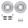 7512-56010 Drilled/Slotted Brake Rotors w/5000 Advanced Brake Pads Kit & Hardware [Silver], 1998-2002 Ford/Lincoln/Mercury/Mazda - image 1