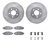 7512-56013 Drilled/Slotted Brake Rotors w/5000 Advanced Brake Pads Kit & Hardware [Silver], 2003-2011 Ford/Lincoln/Mercury/Mazda - image 1