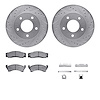 7512-56016 Drilled/Slotted Brake Rotors w/5000 Advanced Brake Pads Kit & Hardware [Silver], 1975-1978 Ford/Lincoln/Mercury/Mazda - image 1