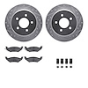 7512-56046 Drilled/Slotted Brake Rotors w/5000 Advanced Brake Pads Kit & Hardware [Silver], 1992-1995 Ford/Lincoln/Mercury/Mazda - image 1