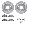 7512-56069 Drilled/Slotted Brake Rotors w/5000 Advanced Brake Pads Kit & Hardware [Silver], 1995-2002 Ford/Lincoln/Mercury/Mazda - image 1