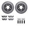 7512-56076 Drilled/Slotted Brake Rotors w/5000 Advanced Brake Pads Kit & Hardware [Silver], 1996-2002 Ford/Lincoln/Mercury/Mazda - image 1
