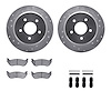 7512-56077 Drilled/Slotted Brake Rotors w/5000 Advanced Brake Pads Kit & Hardware [Silver], 1996-2002 Ford/Lincoln/Mercury/Mazda - image 1