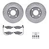7512-57001 Drilled/Slotted Brake Rotors w/5000 Advanced Brake Pads Kit & Hardware [Silver], 1985-1989 Ford/Lincoln/Mercury/Mazda - image 1