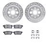 7512-58000 Drilled/Slotted Brake Rotors w/5000 Advanced Brake Pads Kit & Hardware [Silver], 1986-1989 Acura/Honda, Position: Rea - image 1