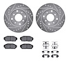 7512-58001 Drilled/Slotted Brake Rotors w/5000 Advanced Brake Pads Kit & Hardware [Silver], 1986-1987 Acura/Honda, Position: Fro - image 1