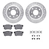 7512-58002 Drilled/Slotted Brake Rotors w/5000 Advanced Brake Pads Kit & Hardware [Silver], 1987-1990 Acura/Honda, Position: Rea - image 1