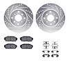 7512-58003 Drilled/Slotted Brake Rotors w/5000 Advanced Brake Pads Kit & Hardware [Silver], 1987-1990 Acura/Honda, Position: Fro - image 1