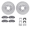 7512-58004 Drilled/Slotted Brake Rotors w/5000 Advanced Brake Pads Kit & Hardware [Silver], 1991-1996 Acura/Honda, Position: Fro - image 1