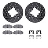 7512-58005 Drilled/Slotted Brake Rotors w/5000 Advanced Brake Pads Kit & Hardware [Silver], 1992-1998 Acura/Honda, Position: Fro - image 1