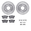 7512-58006 Drilled/Slotted Brake Rotors w/5000 Advanced Brake Pads Kit & Hardware [Silver], 1992-1994 Acura/Honda, Position: Rea - image 1