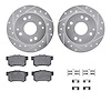 7512-58008 Drilled/Slotted Brake Rotors w/5000 Advanced Brake Pads Kit & Hardware [Silver], 1995-1998 Acura/Honda, Position: Rea - image 1
