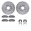 7512-58009 Drilled/Slotted Brake Rotors w/5000 Advanced Brake Pads Kit & Hardware [Silver], 1998-1999 Acura/Honda, Position: Fro - image 1